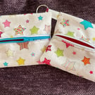 Star themed fabric zipper purse