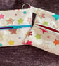 Star themed fabric zipper purse