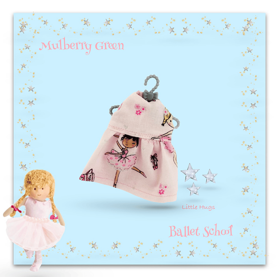 Reserved for Kat Pink Ballerinas Dress to fit the Little Hugs dolls 