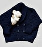 Hand Knitted Double Breasted Cardigan - Navy Blue - Age 3 - 4 years