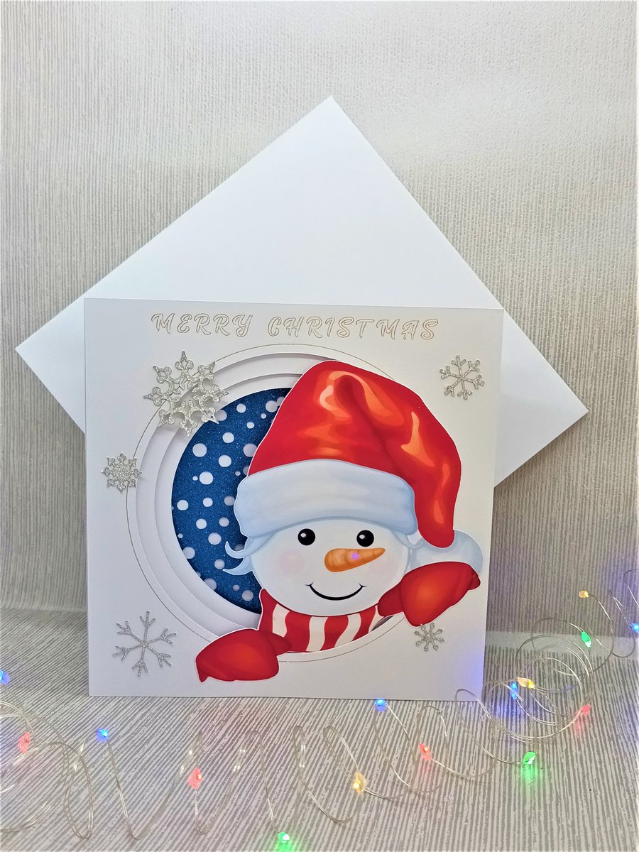 Beautiful happy Snowman layered Christmas card