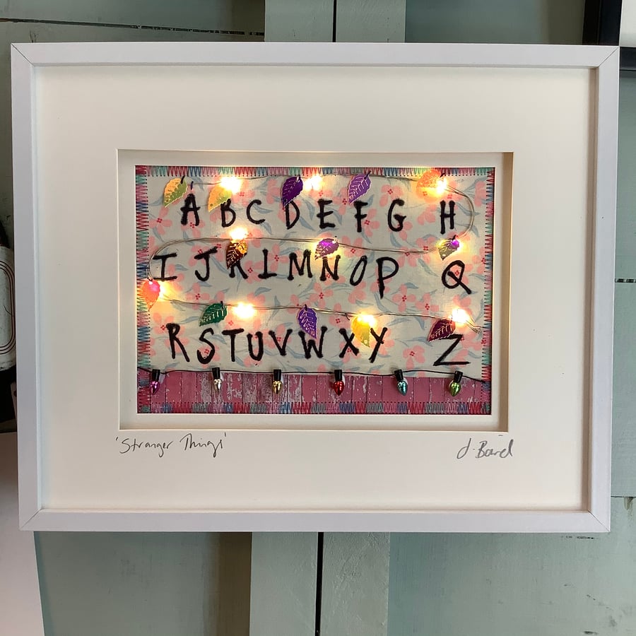 Stranger Things inspired art. Light up picture. Alphabet wall. Sci-fi