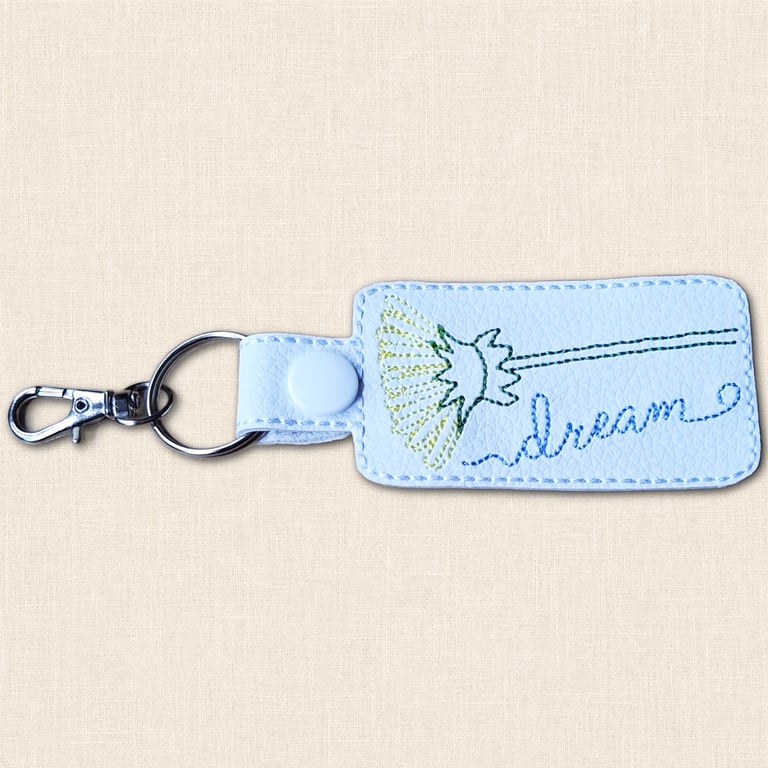 Dream Keyring - Embroidered Dandelion Bag Charm