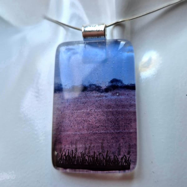 Handmade Field of Dreams (a) Mini Vista Fused Glass Pendant