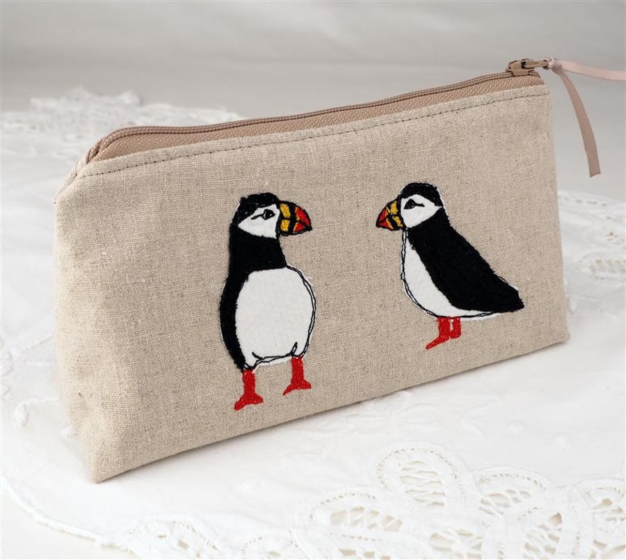 Make Up Bag Cosmetics Bag Puffin Nature Wildlife Coastal Bird 