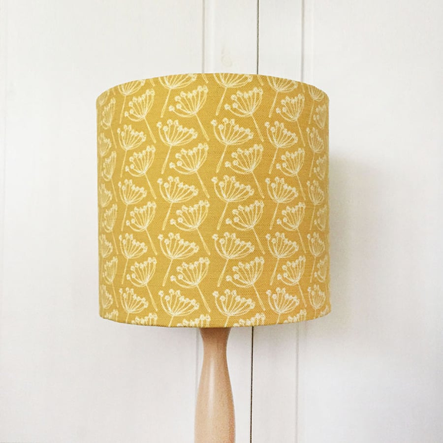 20cm table lamp linen lampshade - cow parsley, mustard