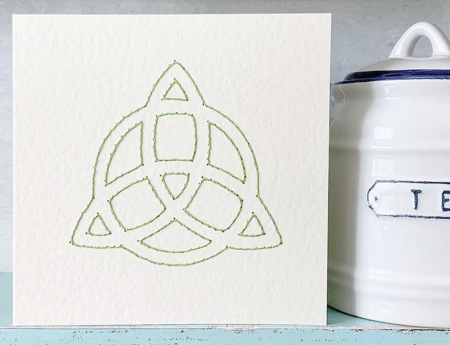 Celtic Knot. Hand Sewn Card. Embroidered Card. Birthday Card. Blank Card.