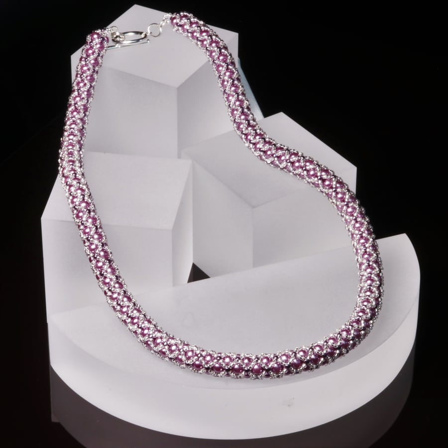 Pink and Silver Netted Necklace