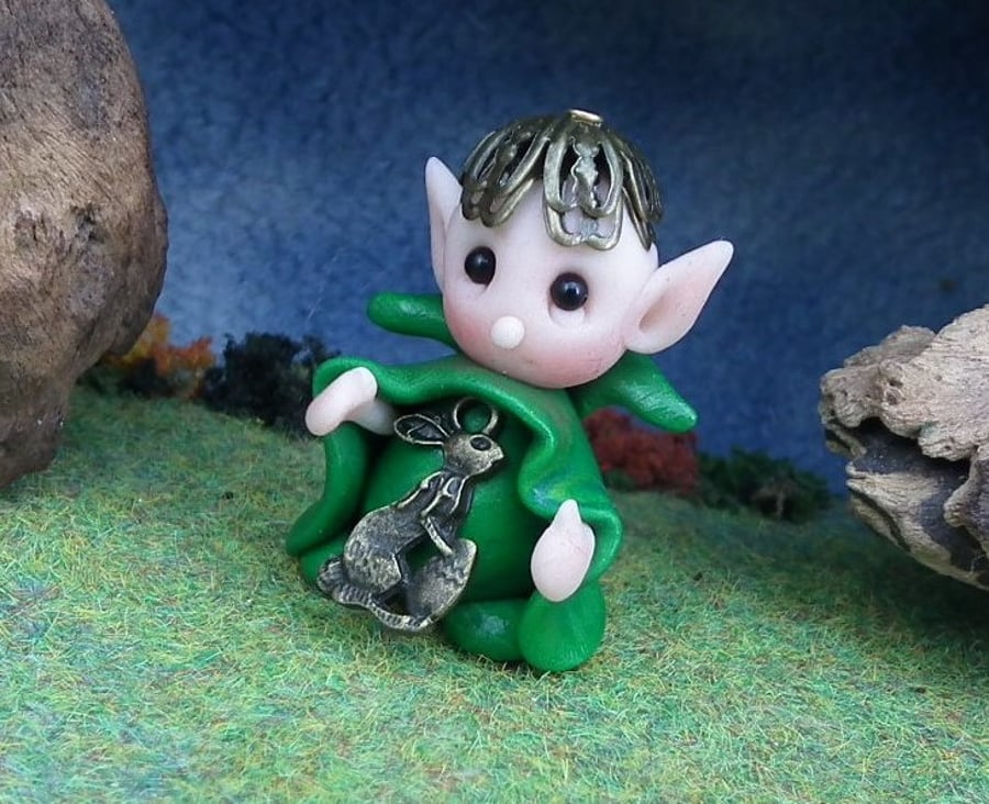 Woodland Acorn Gnome 'Cornie' 1.25" OOAK Sculpt by Ann Galvin