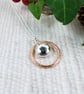 Silver Necklace. Recycled Sterling Silver Pebble with Copper Halo - Image 2