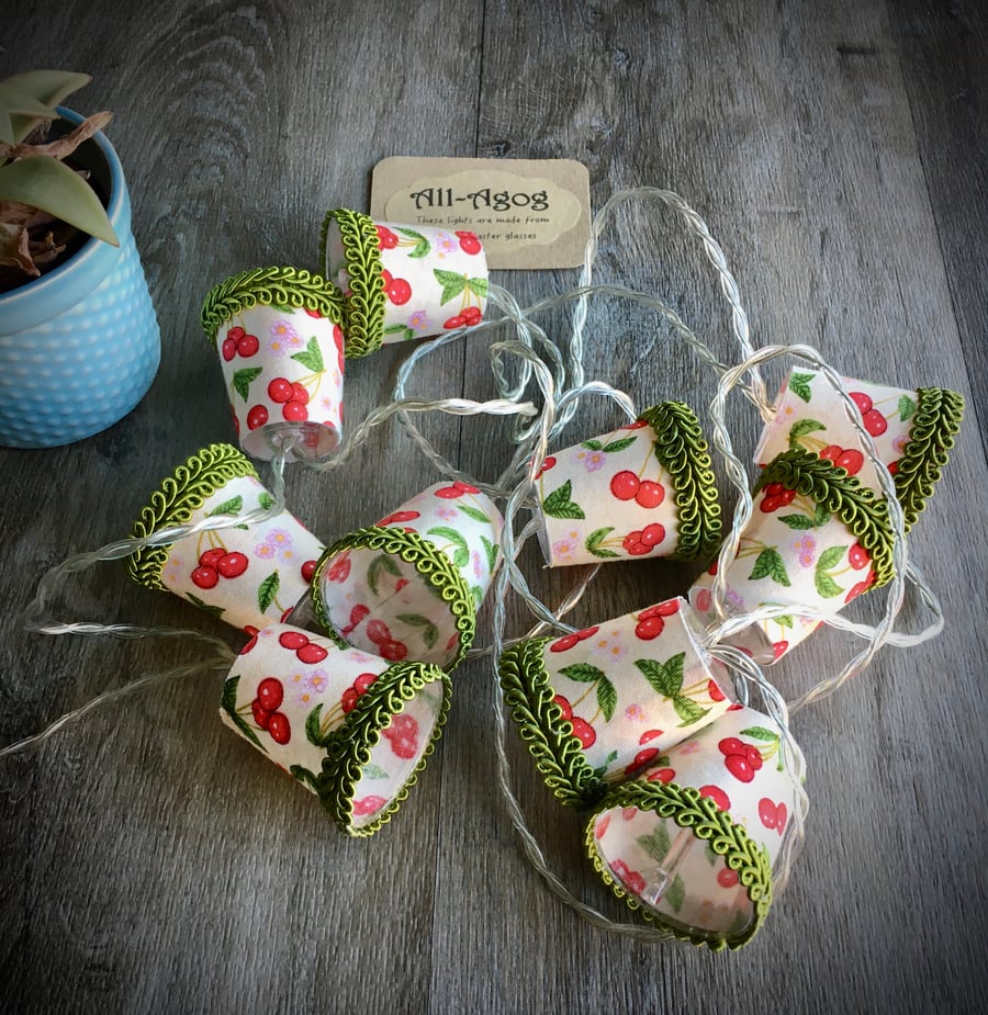 Mini Lampshade Fairy Lights - Cherries and Cream
