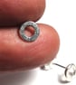 Silver stud earrings tiny circles - Image 2