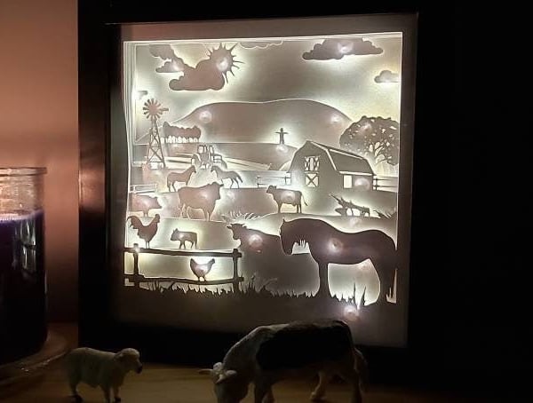 Farm shadow lightbox - Shadowbox - Light Box - ... - Folksy
