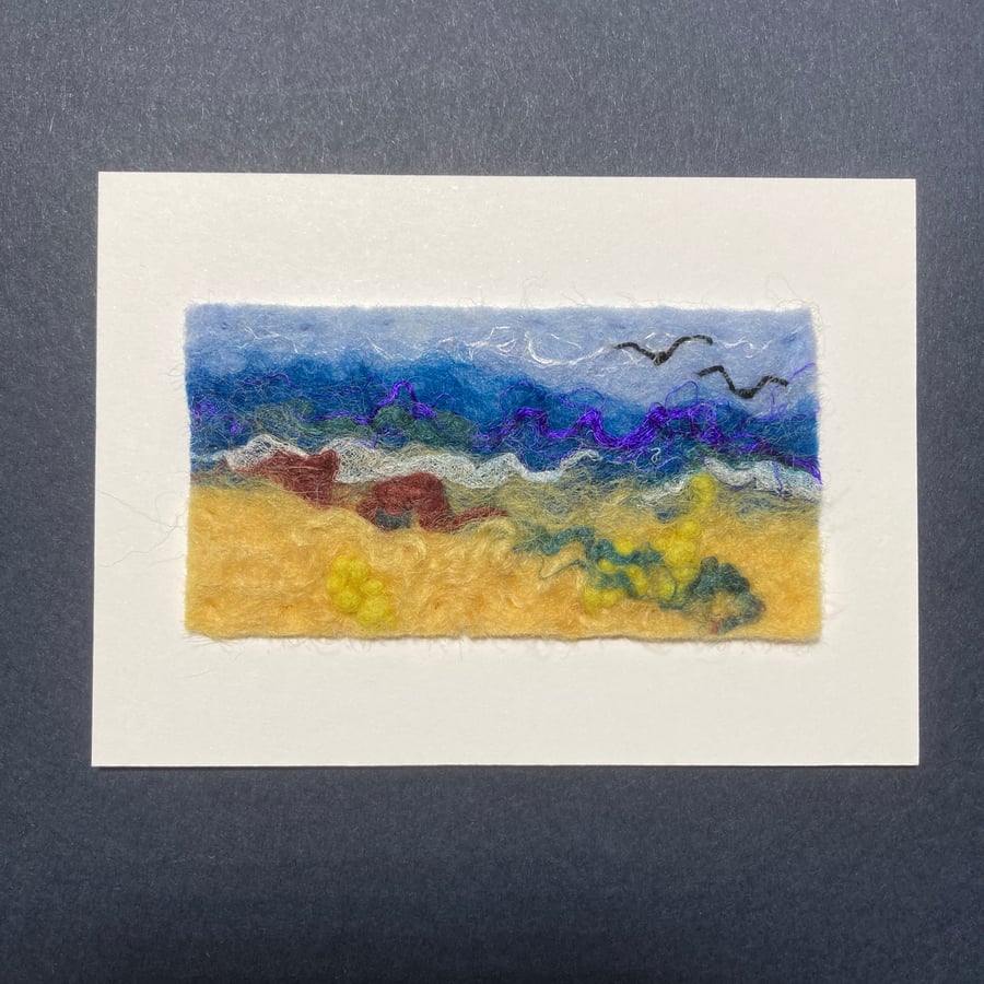 Seconds Sunday - Felt painting seascape mounted on ACEO card (11)