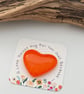 Orange Fused Glass Pocket Heart