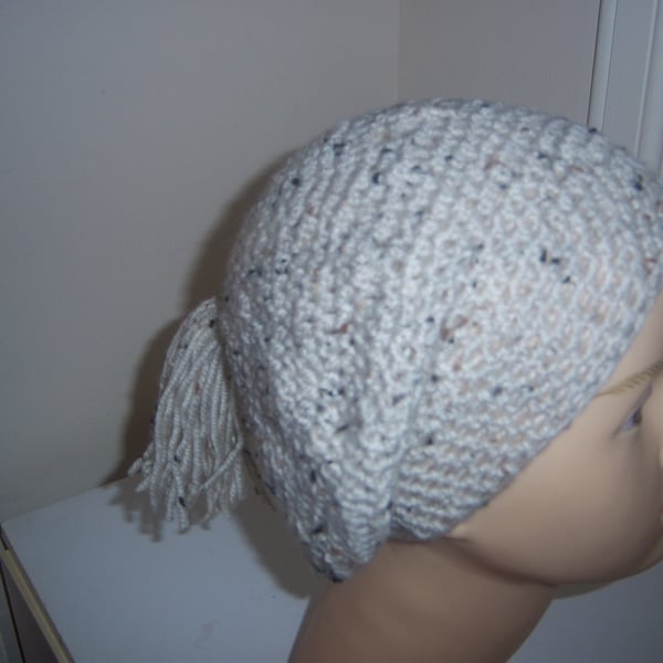 SLOUCHY ARAN TWEED BEANIE 22INS HEAD 25% WOOL
