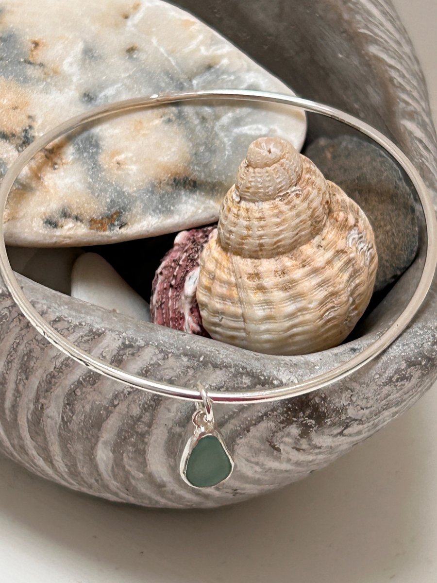 seaglass silver sandbanks bangle