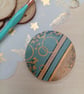 Wooden green and gold patterned pocket mirror rror