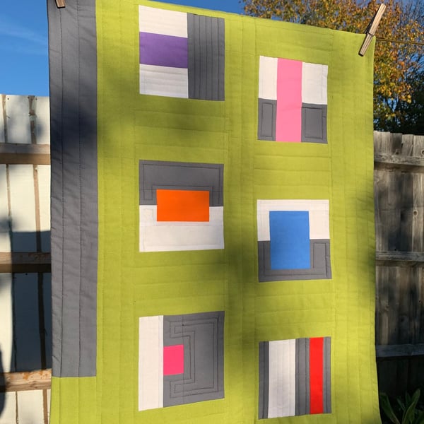Modern geometric quilted wallhanging