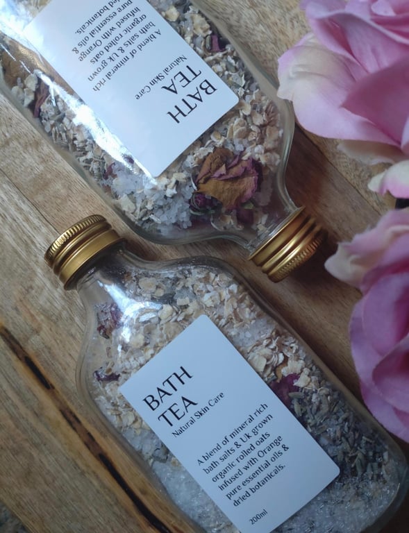 Bath Tea with Muslin Bags, 200ml, Botanical infused bath salts.