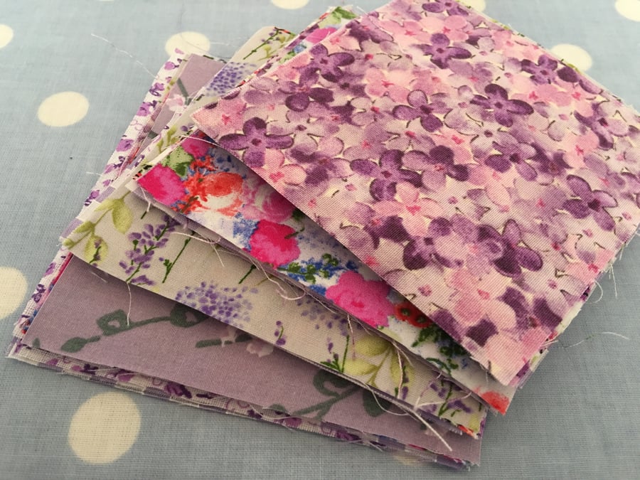50 x 4"  Purple  cotton fabric  patchwork squares
