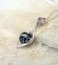 Black shell necklace, wire wrapped necklace - Image 2