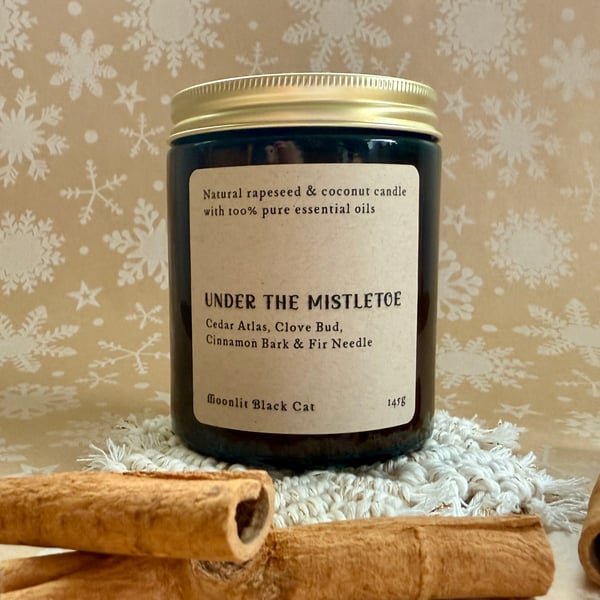Natural Christmas candle. Hand poured rapeseed and coconut wax candle