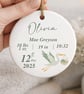 Personalised Baby Birth Stats Ornament - Stork Newborn Baby Shower Gift 