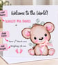 Personalised Baby Girl Welcome Card - Cute Teddy Bear New Baby Card - Image 2