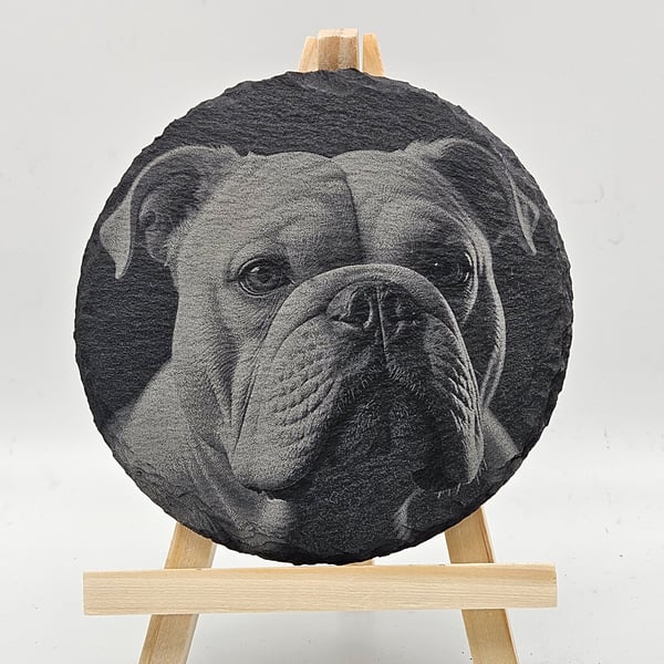 Dogs engraved slate