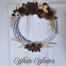 "White Winter" Handmade Wicker Door Wreath (20cm)