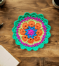 ultra bright neon crochet mandala flower coasters, doilies - Image 4