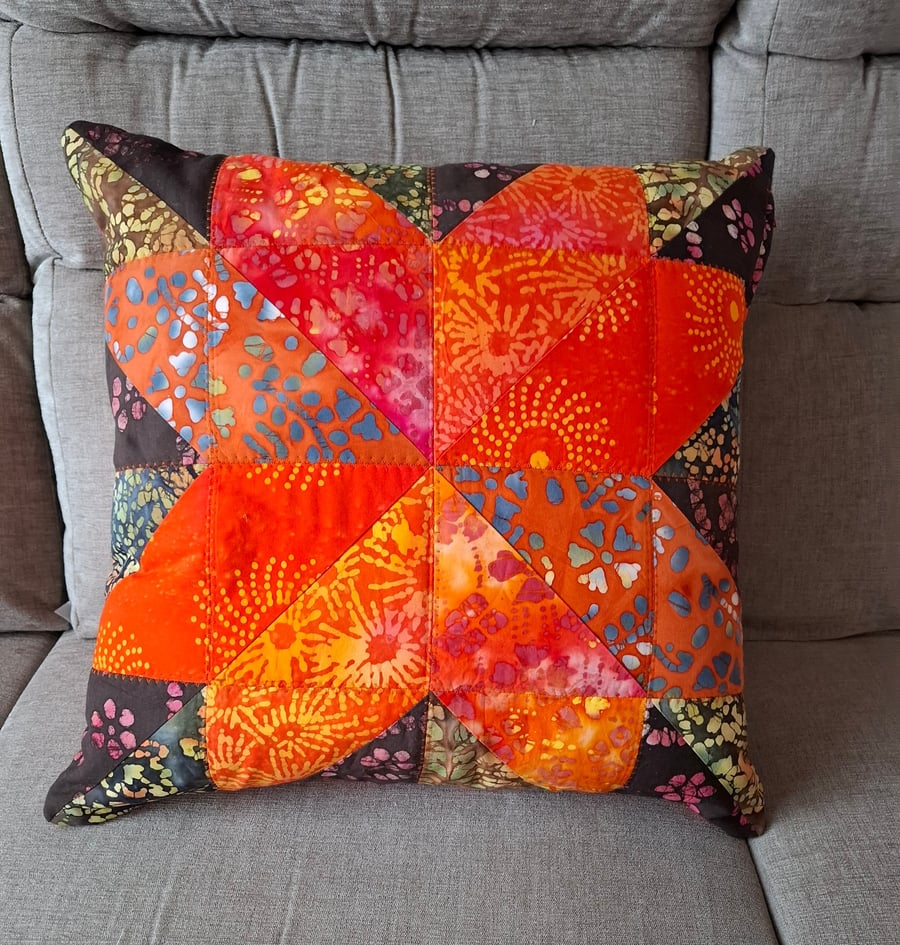 Quilted patchwork cushion cover