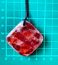 Red and Orange Square Fused Glass Pendant Necklace  - Image 3