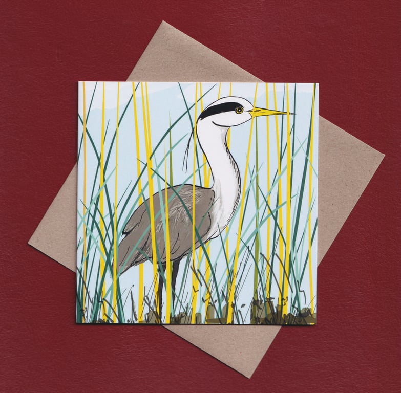 Greetings card - heron - wildlife