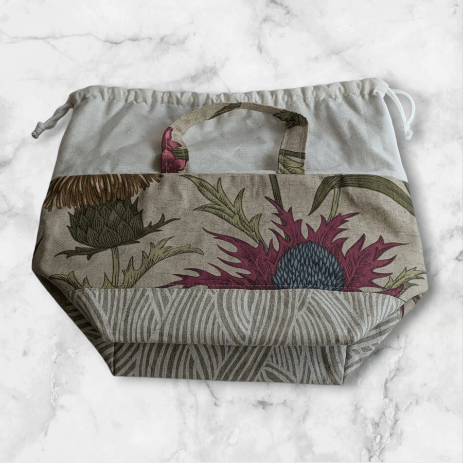 Small Handheld Arm Tote -  Ilivi's Botanist Collection Thistle 