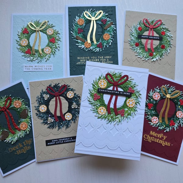 Textured Christmas wreath card