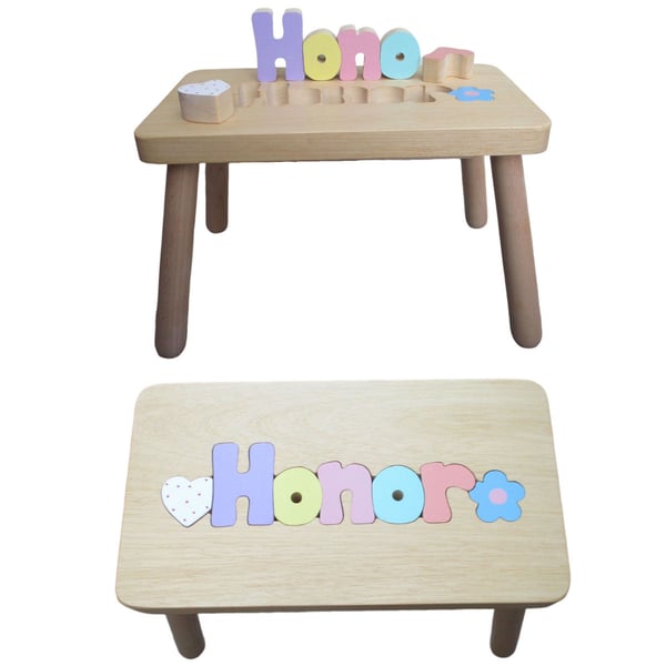 Wooden Name Puzzle Stool for Girls