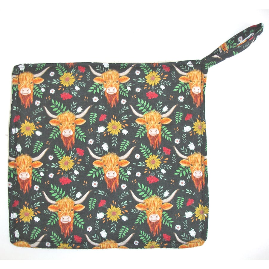 Highland Cow Pot Holder Potholder Kitchen Grab Mat Pad Surface Saver Scottish