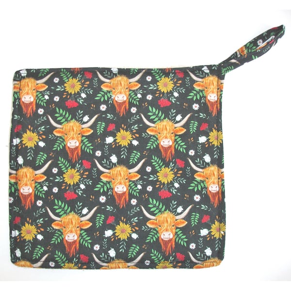 Highland Cow Pot Holder Potholder Kitchen Grab Mat Pad Surface Saver Scottish