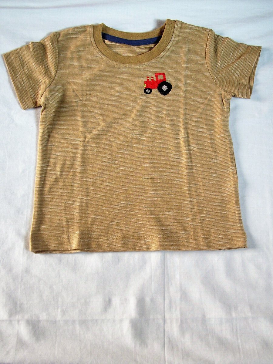 Tractor, T-shirt, Age 12-18 months, hand embroidered