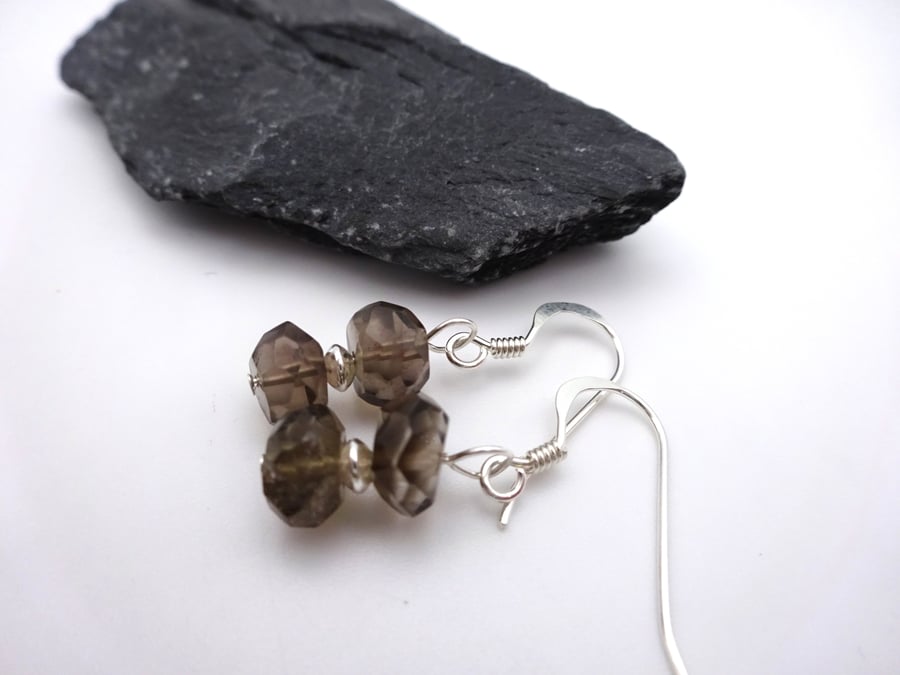 smoky quartz gemstone earrings