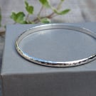 Sterling Silver Hammered D Shaped Bangle - JBJ5020