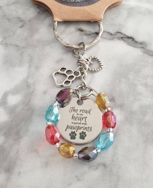 Pet Pawprint Lost Pet Memorial Quote Charm Keyring Remembrance Keepsake