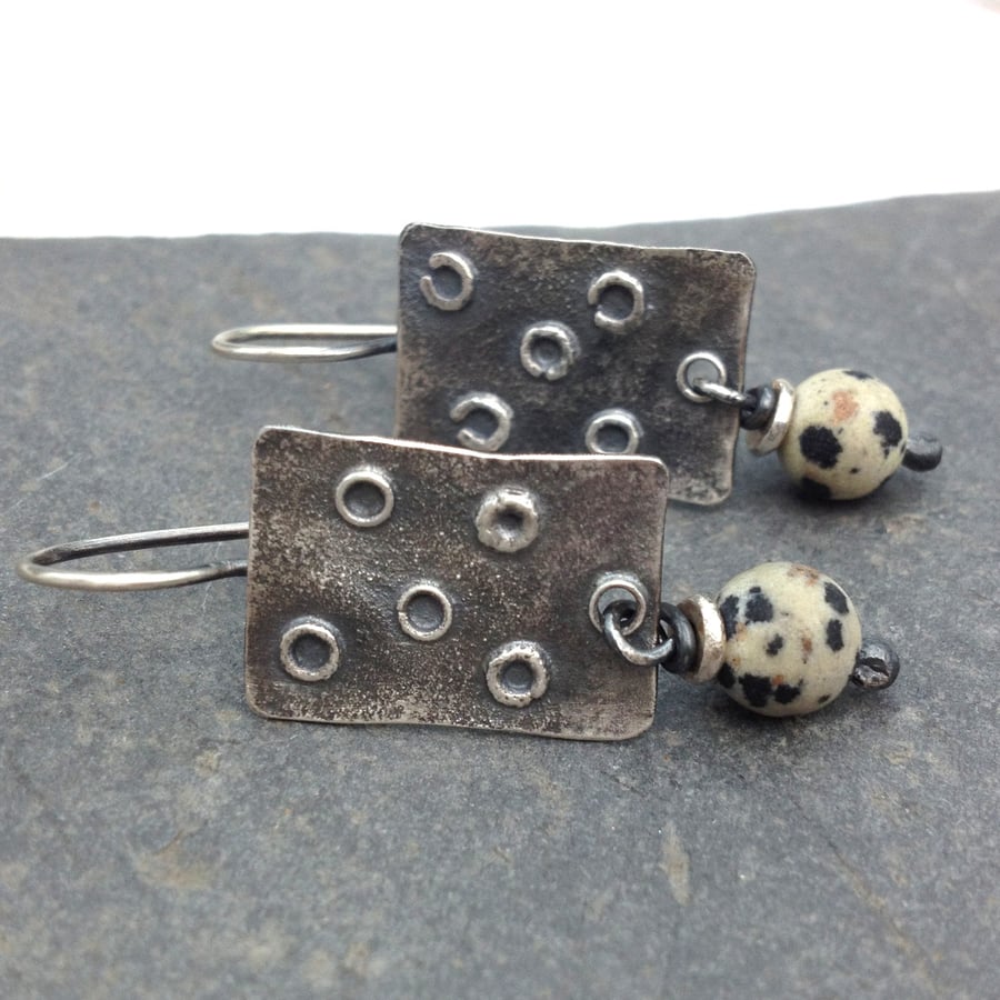 Sterling silver and jasper earrings