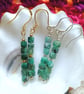 Sterling Silver Natural Emerald Cube Earrings