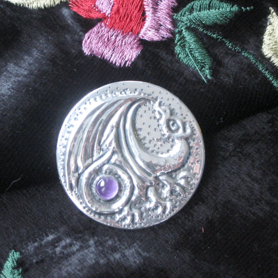 Dragon brooch (reserved) in pewter