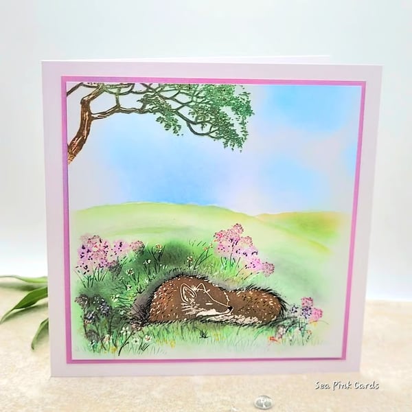 Sleeping Fox blank card, fox, wildlife, countryside, birthday
