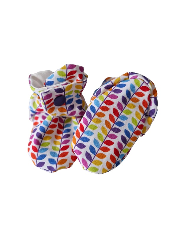 Unique handmade booties, for babies 3-6 months, cotton & French terry towelling