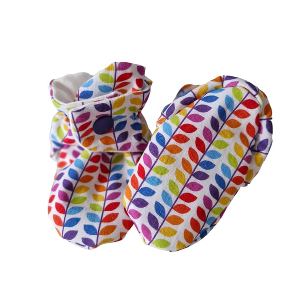 Unique handmade booties, for babies 3-6 months, cotton & French terry towelling